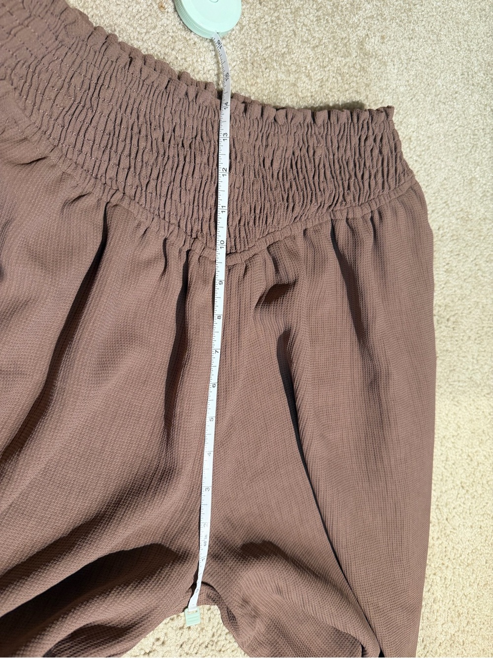 Women’s Three Bird Nest Brown Smocked Waist Jogger Pants - Picture 5 of 8